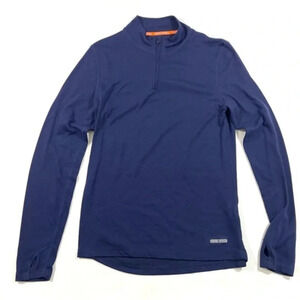Omni Wool Mens Quarter Zip Pullover Shirt Blue